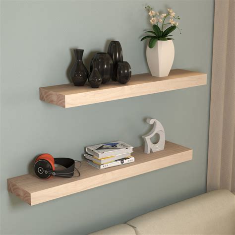 Debracat 2 Piece Solid Wood Floating Shelf And Reviews Wayfair