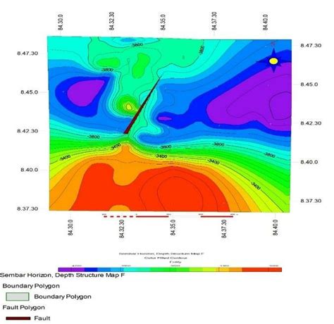 Talhar Shale Horizons Depth Contour Map Along Fault Polygons