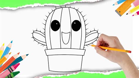 Como desenhar um cacto kawaii passo a passo Cómo dibujar un cactus