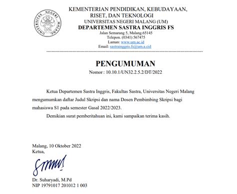 Daftar Judul Skripsi Dan Nama Dosen Pembimbing Skripsi Mahasiswa S