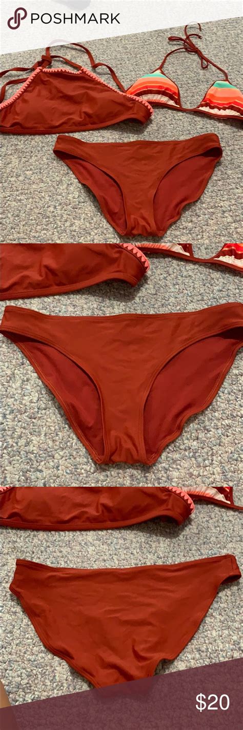 Medium Burnt Orange Aerie Bikini Set Bikinis Bikini Set High Neck