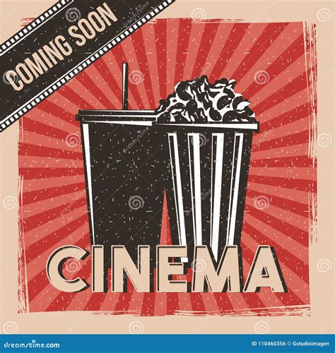 Cinema Coming Soon Movie Premier Poster Vintage Stock Vector ...