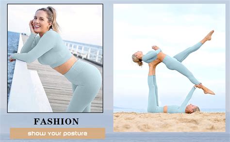 Mayround Nahtlose Frauen Yoga Sets 2 Stück Gerippt Langarm Top und