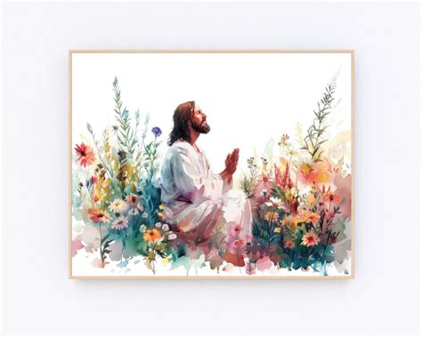 Jesus Prays in the Garden Painting Jesus Painting Jesus Disciples ...