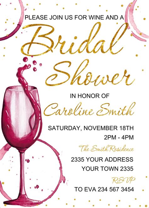 Wine Bridal Shower Invitation Wine Invitation Winery Wedding Etsy