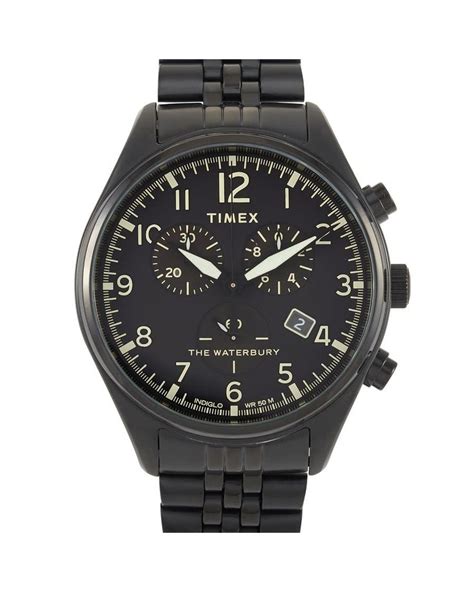 Timex Waterbury Chronograph Quartz Black Dial Watch For Men Lyst