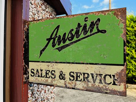 Austin Sales And Service Double Sided Metal Flange Sign Auto Junk Uk Ltd