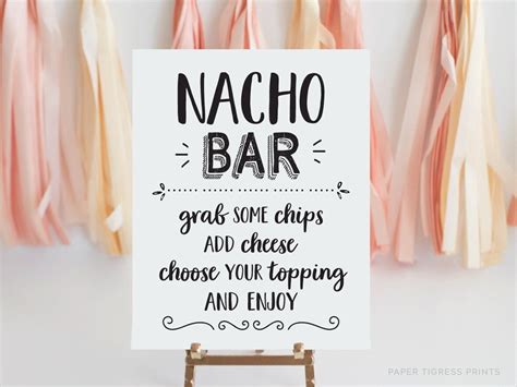 Nacho Bar Sign Printable Printable Party Nacho Bar Fiesta Etsy