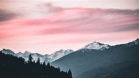 2560x1440 Pink Sky Nature Beauty Mountains Snow 5k 1440p Resolution Hd