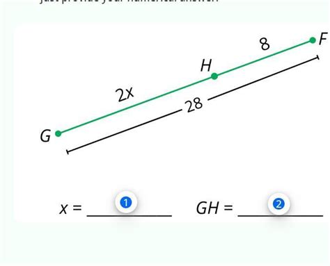 If H Is Between G And F G H Equals 2 X H F Equals 8 And G F Italic Equals 28 Find The Value