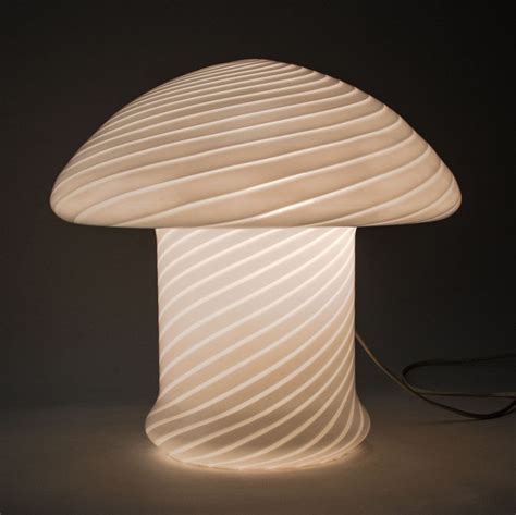 Large Italian Swirled Glass Mushroom Table Lamp By Vetri Murano S