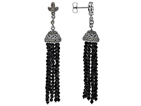 Black Spinel Sterling Silver Earrings Ctb Jtv