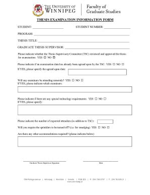 Fillable Online THESIS EXAMINATION INFORMATION FORM Fax Email Print