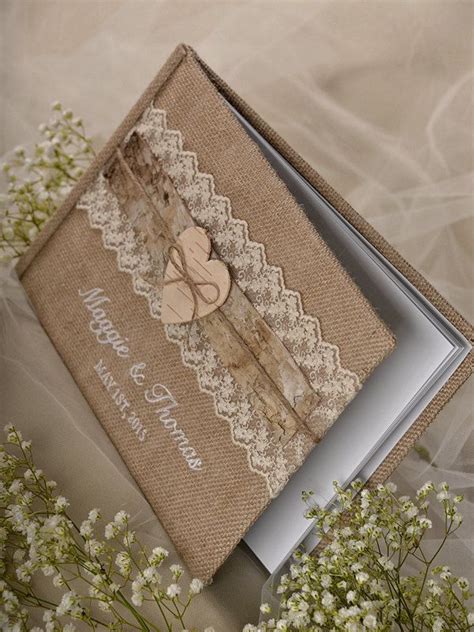 What Do You Think Of This Burlap Natural Birch Bark Wedding Guest Book