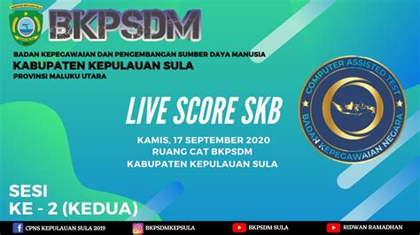 Streaming Live Score SKB CPNS CAT BKN Ta 2019 Hari Kedua Sesi 2