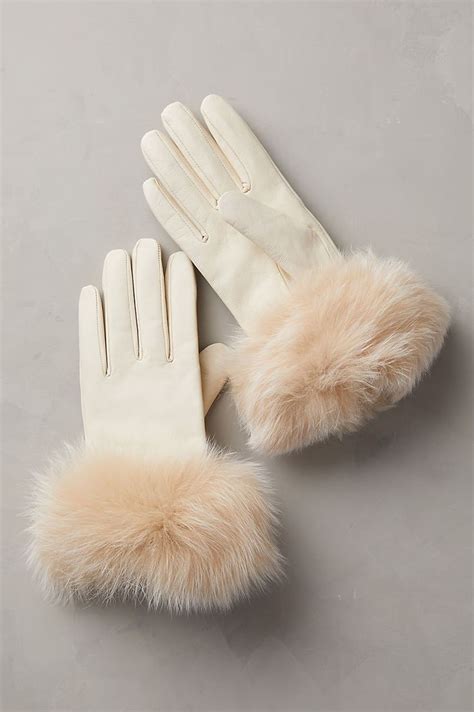 Women S Bellis Cashmere Lined Lambskin Leather Gloves With Fox Fur Trim