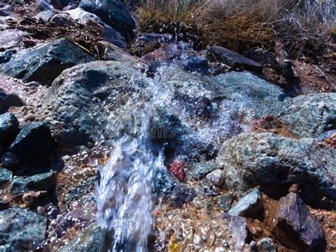 Stream Of Water Flowing Down Rocks Stock Photo Image Of Splashes