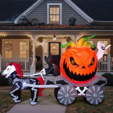 Best 8ft Halloween Carriage Inflatable Grim Reaper Pumpkin