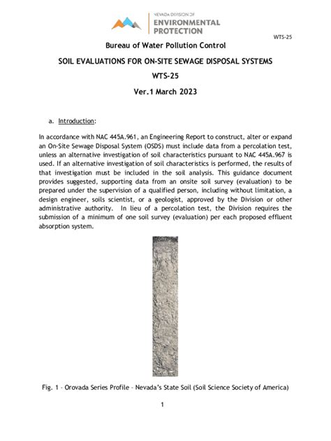 Fillable Online Ndep Nv Soil Evaluations For On Site Sewage Disposal