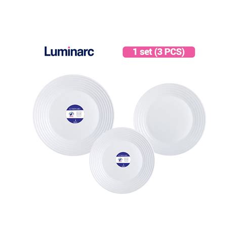 Jual Luminarc Piring Makan Harena White 3 Pcs Set Shopee Indonesia