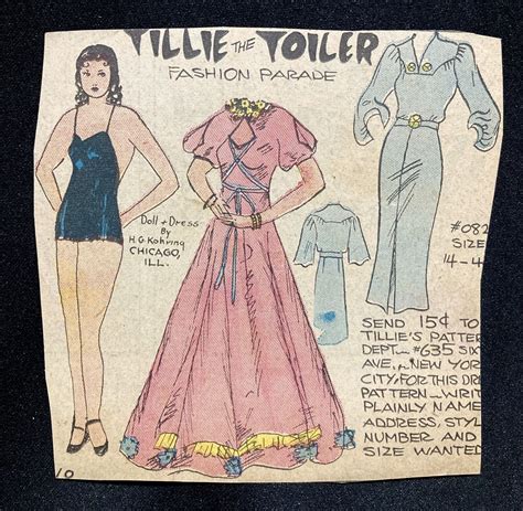 Vintage Tillie The Toiler Sunday Funnies Paper Doll 1930s Newspaper Pd