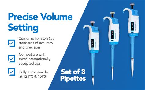 Microlit 3 Piece Pipettes Set Pipettes With Adjustable Volume