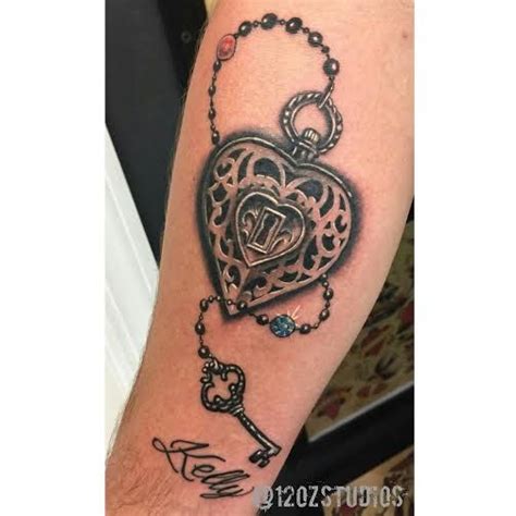 Heart Locket With Key Tattoo