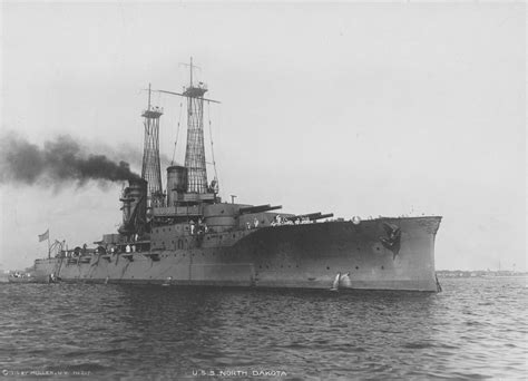 USS North Dakota (BB-29) wears her bow decoration before her ...