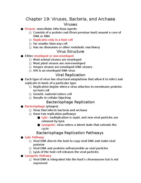 BIOL 101 Module 14 Notes Viruses Bacteria And Archaea Chapter 19