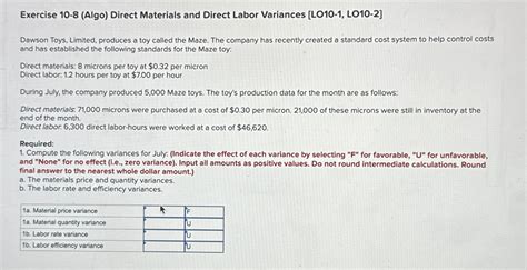 Solved Exercise 10 8 Algo Direct Materials And Direct Chegg