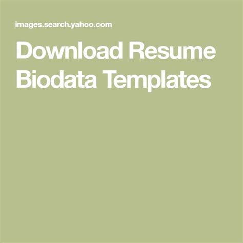 Download Resume Biodata Templates