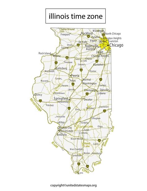 Illinois Time Zone Map | Map of Illinois Time Zones