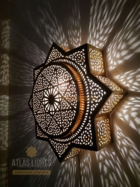 Moroccan Octagram Wall Sconce Flush Mount Ceiling Light Sconce Handmade