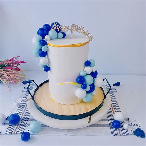 Navy Blue and Light Blue Balloon Cake Topper