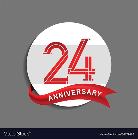 anniversary  white circle  red ribbon vector image