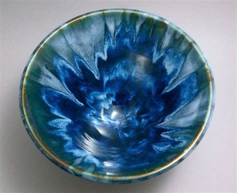 Blue Swirl Bowl Porcelain Mosaic Swirl Pottery