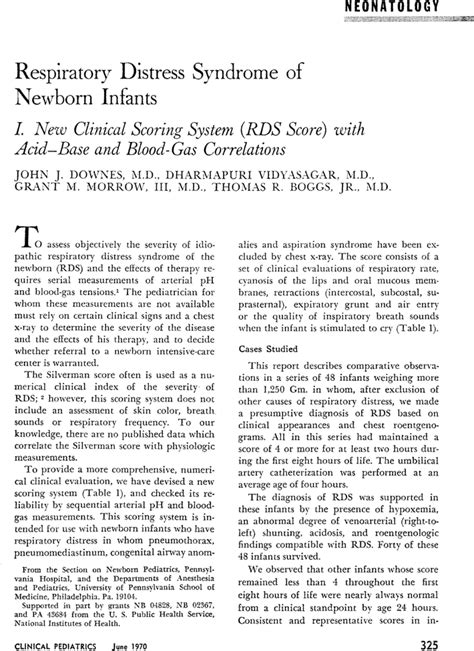 Respiratory Distress Syndrome Of Newborn Infants I New Clinical Scoring System Rds Score