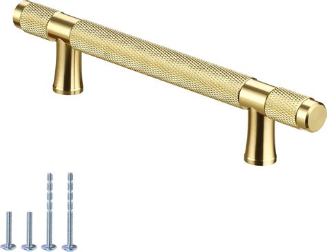 AITITAN 10 Pack Cabinet Handles Gold Knurled Cabinet Pull 5 Inch Hole