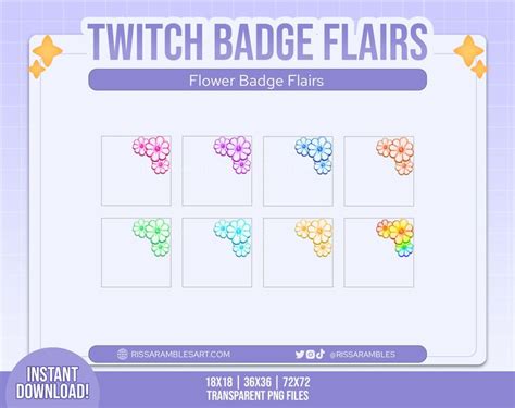 Flower Twitch Sub Badge Flair Twitch Sub Badges Bit Badges Twitch Badge