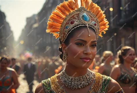 Premium Photo A Carnival Queen Wearing A Stunning Costume During A Parade She Radiates