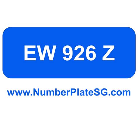 EW 926 Z – Number Plate SG