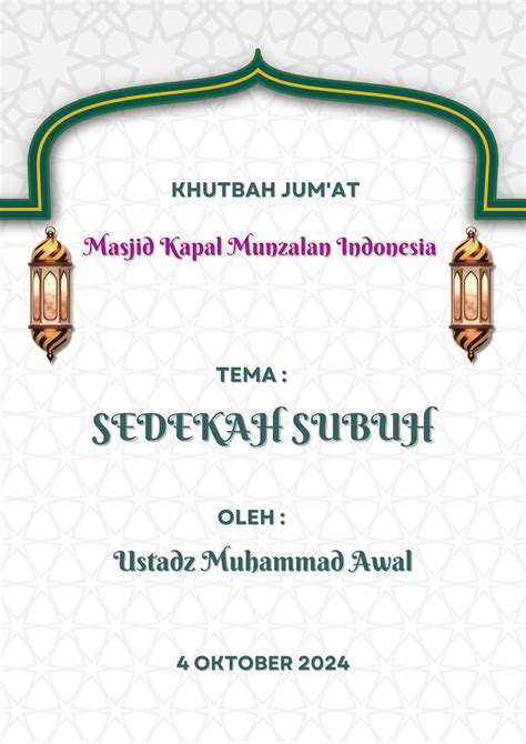 Sedekah Subuh Teks Khutbah Jumat Oktober Oleh Ustadz Muhammad