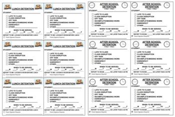 Detention Slips Lunch And Before After School By Andrew Luciano