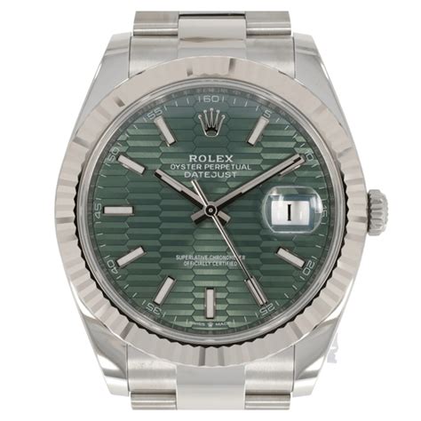 Rolex Datejust 41mm Stainless Steel 126334 Mint Green Fluted Oyster