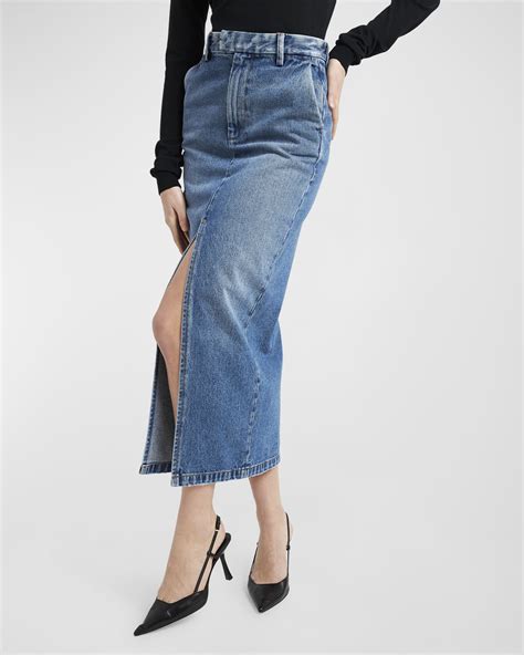 Armarium Lula Denim Midi Skirt Neiman Marcus