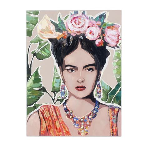 Cuadro Frida Kahlo Retrato Moderno Turbante Floral Al Leo