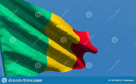 D Rendering Of The National Flag Of Mali Waving In The Wind Stock