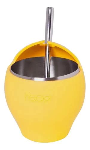 Set X 2 Mate Bombilla Keep Acero Inoxidable Termico Amarillo