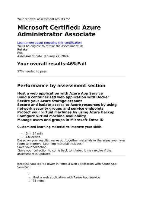 AZ104 Renew AZ 104 Renew Your Renewal Assessment Results For