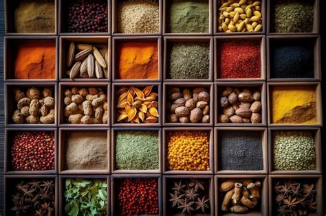 Premium Ai Image Vibrant Assortment Of Spices And Herbs Generative Ai